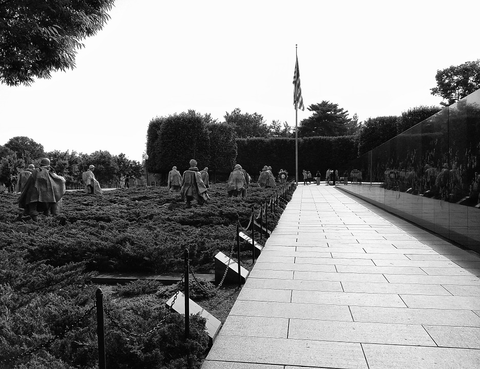 Korean War Memorial Black and White Picture